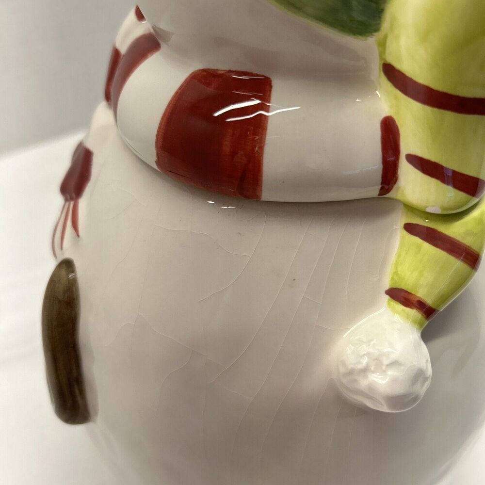Oneida Snowman Ceramic Cookie Jar with Stocking Hat and Scarf 12" High READ - Picture 11 of 11